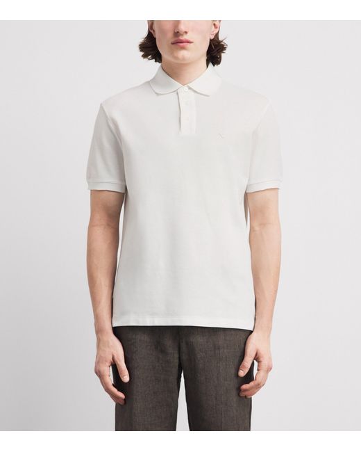 Emporio Armani White Cotton Logo Polo Shirt for men