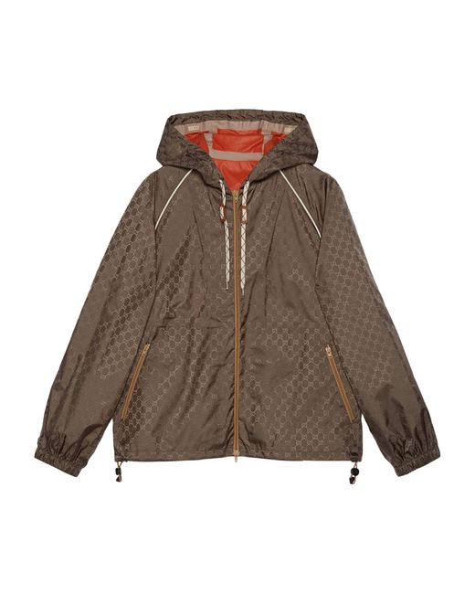 Gucci Brown Gg Hooded Jacket for men