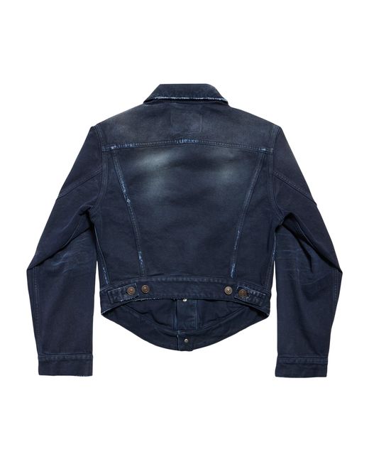 Balenciaga Blue Distressed Denim Jacket