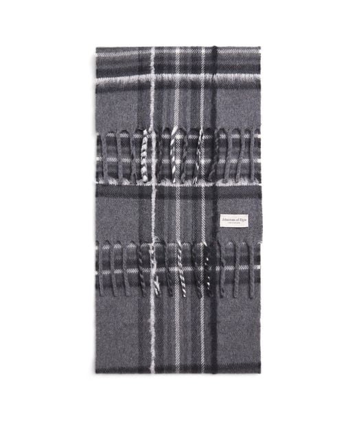 Johnstons Gray Cashmere-Silk Tartan Scarf for men