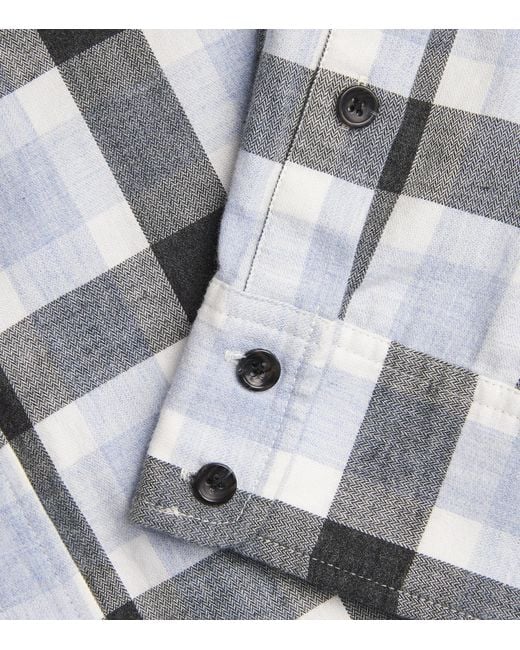 7 For All Mankind Blue Check Print Shirt for men