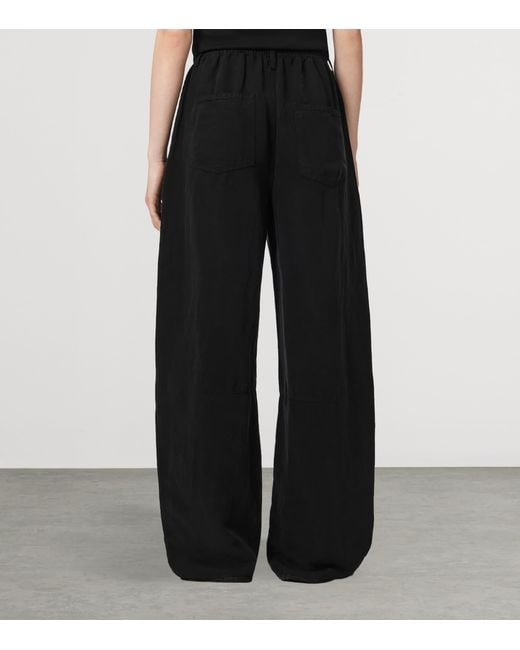 AllSaints Black Lyocell-Linen Jet Wide-Leg Trousers