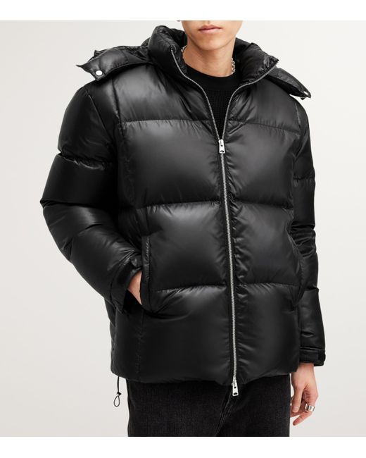 AllSaints Black Recycled Down Lupin Puffer Jacket for men