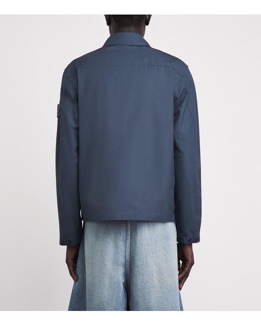 Stone Island Blue Cotton Canvas Ghost Overshirt for men