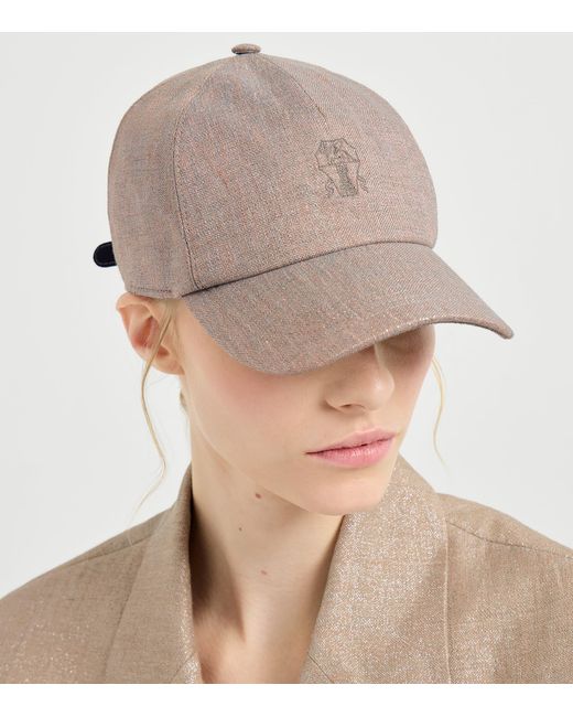 Brunello Cucinelli Gray Linen-Blend Baseball Cap
