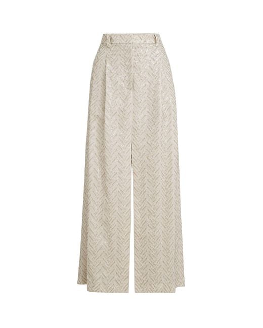 Brunello Cucinelli White Linen Sequinned Maxi Skirt