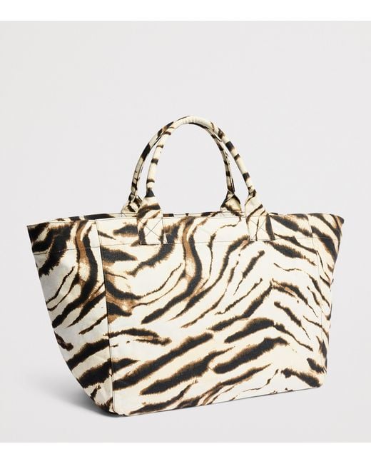 Ganni Metallic Large Canvas Zebra Tote Bag