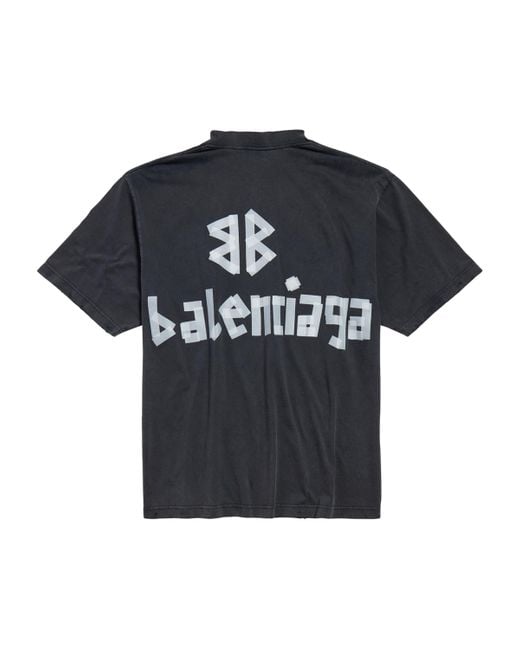 Balenciaga Black New Tape Type Medium Fit T-Shirt, Short Sleeves, 100% Cotton for men