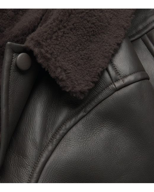Sandro Black Shearling-Lined Leather Jacket