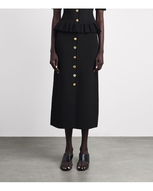 Claudie Pierlot Black Braid-Detail Midi Skirt