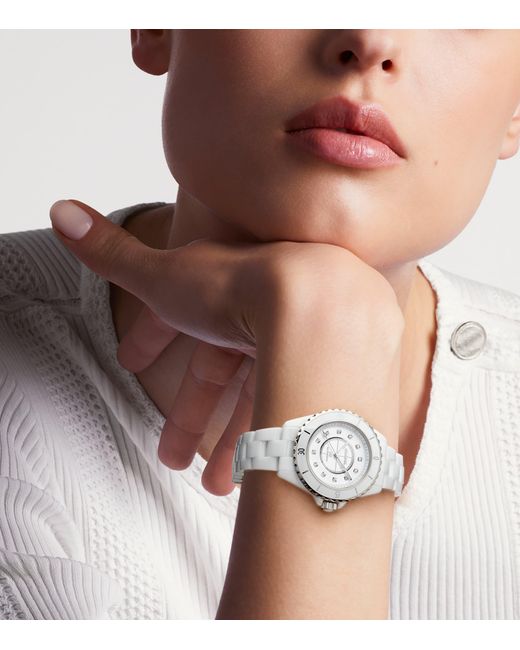 Chanel White Ceramic, Steel And Diamond J12 Calibre 12.2 Watch