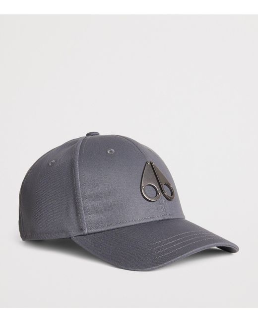 Moose Knuckles Gray Cotton Logo Baseball Cap for men