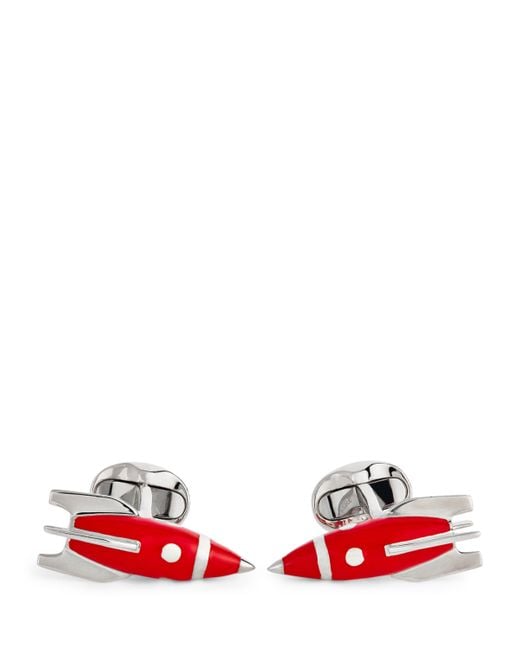 Deakin & Francis Red Sterling Enamel Rocket Cufflinks for men