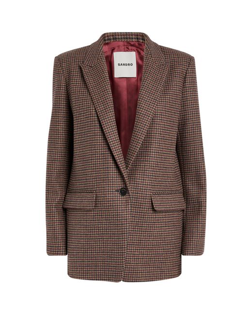 Sandro Check Blazer in Brown | Lyst
