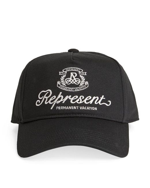 Represent Black Embroidered Permanent Vacation Cap for men