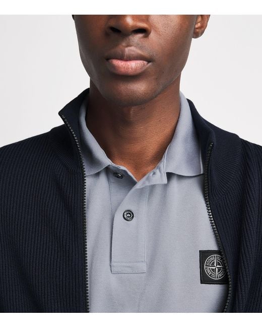 Stone Island Gray Cotton Compass Polo Shirt for men
