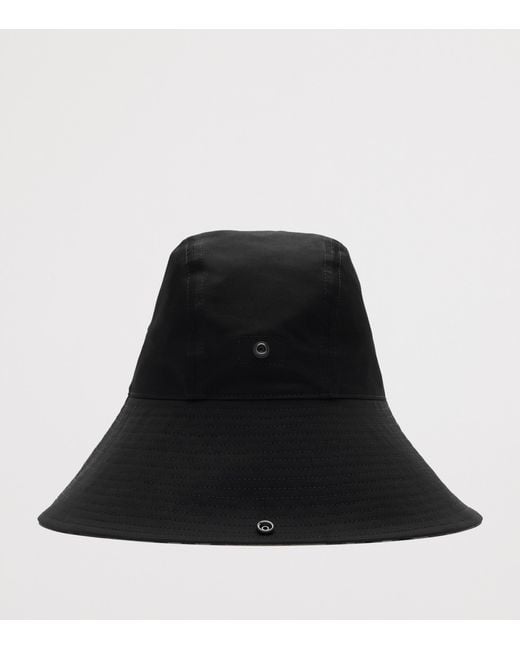 Burberry Black Cotton Gabardine Check Brim Hat for men