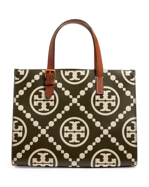 Tory Burch Leather Monogram Tote Bag in Green Lyst