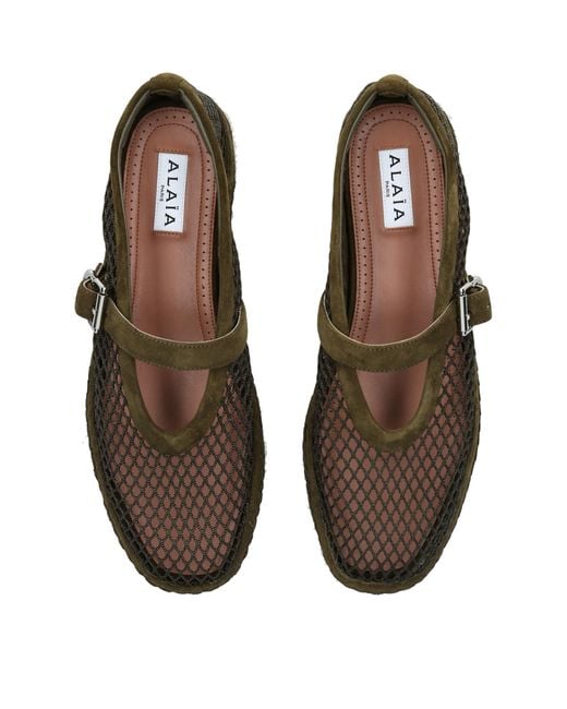Alaïa Brown Suede Mesh Espadrilles
