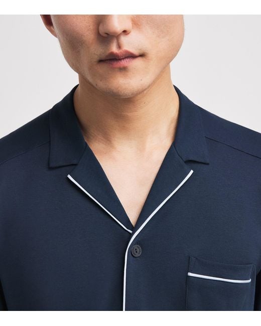 Hanro Blue Cotton Day & Night Pyjama Set for men