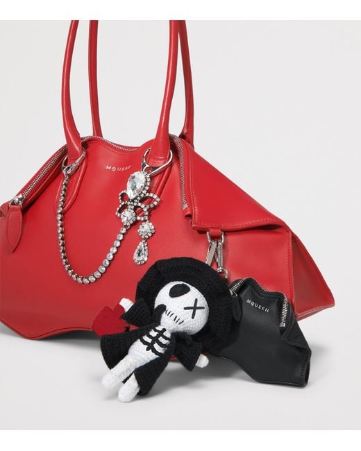 McQueen Black Leather Manta Charm