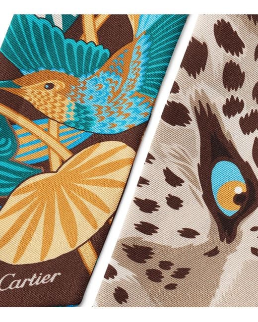 Cartier Blue Silk Panthère Jungle Scarf