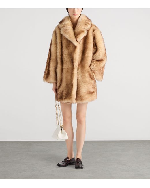 Prada Brown Shearling Caban Jacket