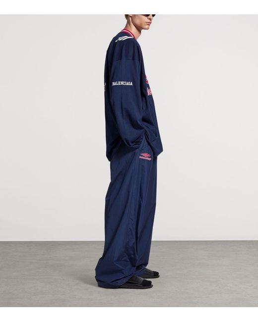 Balenciaga Blue 3B Football Long Sleeve V-Neck T-Shirt for men