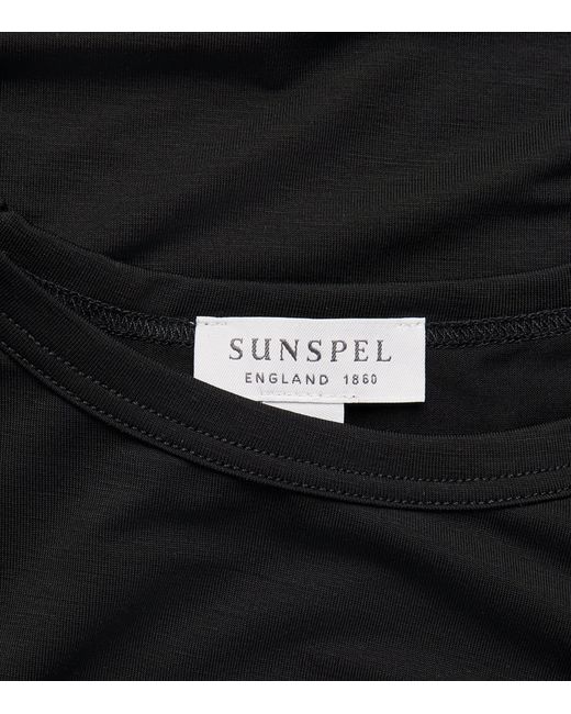 Sunspel Black Tencel Stretch T-Shirt for men
