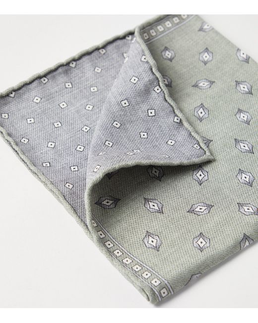 Brunello Cucinelli Gray Silk Diamond Pocket Square for men