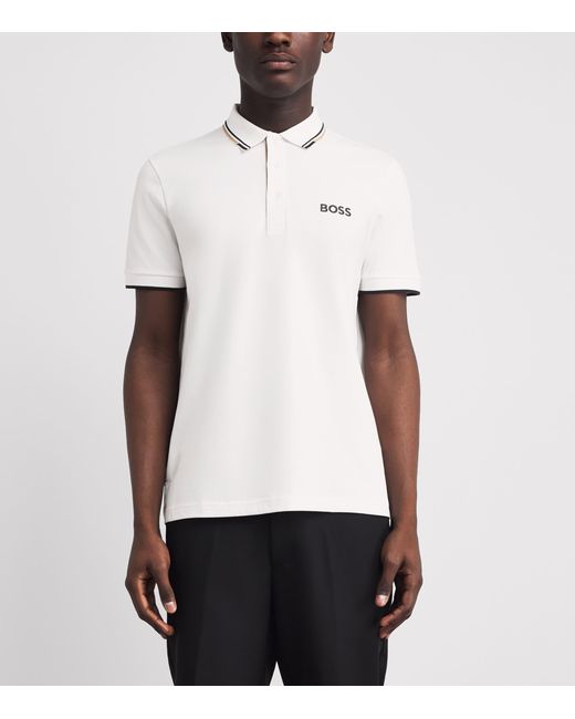 Boss White Cotton-Blend Paddy Polo Shirt for men