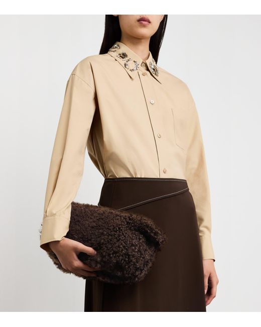 Fabiana Filippi Brown Medium Shearling Shoulder Bag