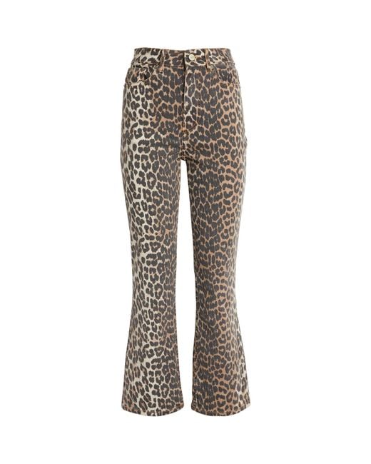 Ganni Gray Leopard Print Betzy Jeans