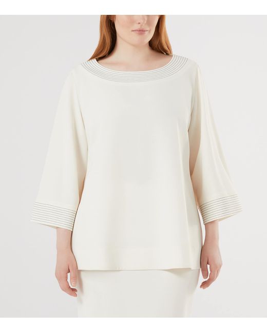 Marina Rinaldi White Scoop-Neck Blouse