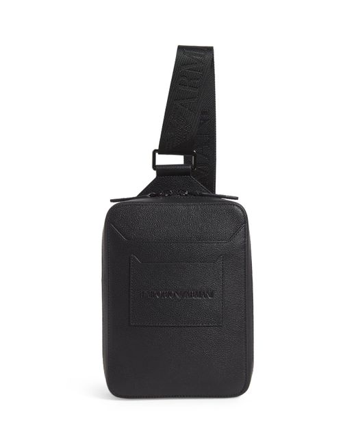 Emporio Armani Black Tumbled Leather Shoulder Bag for men
