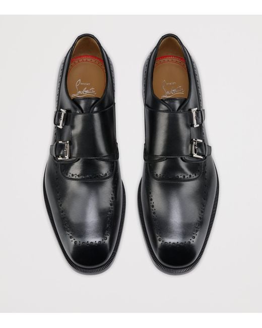 Christian Louboutin Black Sartok Leather Monk Shoes for men