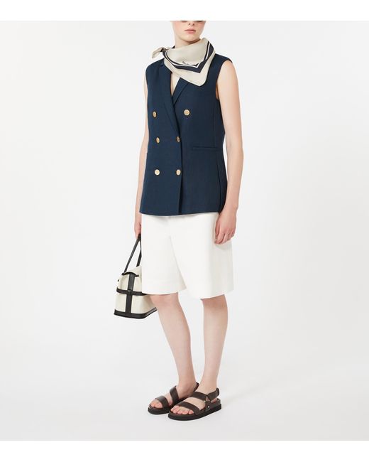 Max Mara White Cotton-Linen Sole Bermuda Shorts