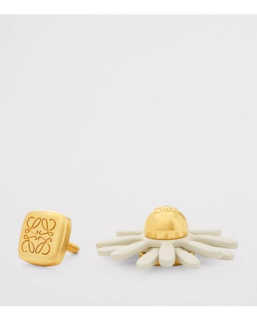 Loewe White X Paula's Ibiza Leather-Trim Flower Pin