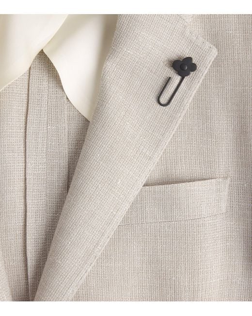 Lardini Natural Linen-Wool Patch Pocket Blazer for men