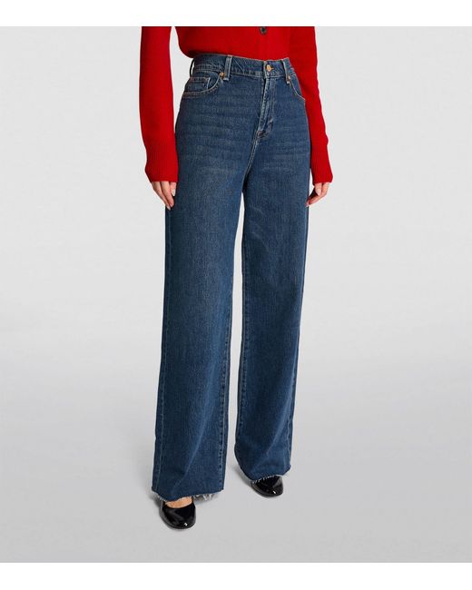 7 For All Mankind Blue Scout Wide-leg Jeans