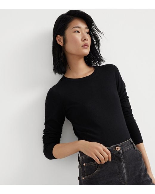 Brunello Cucinelli Black Cashmere-Silk Sweater