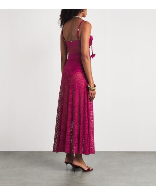 PATBO Purple Crochet-Trim Maxi Dress