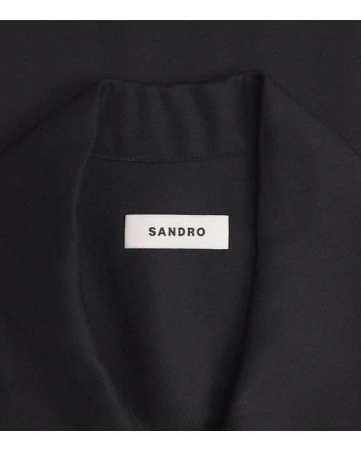 Sandro Black Relaxed Zip-Up Shirt for men