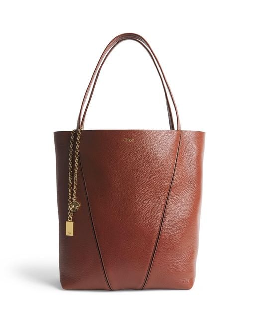 Chloé Brown Medium Leather Spin Tote Bag