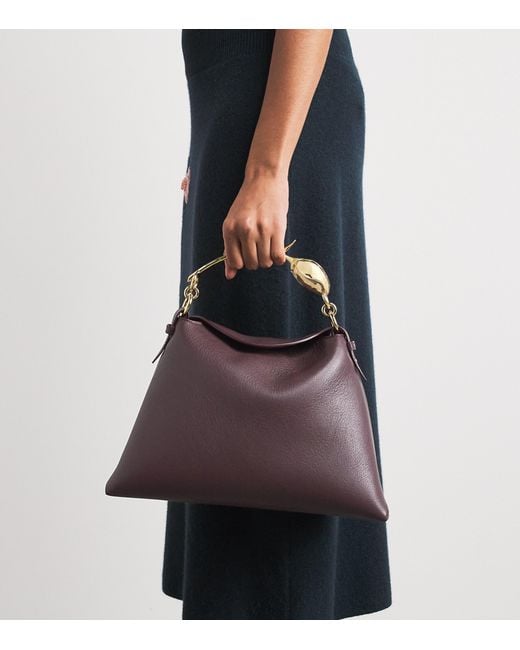 Erdem Purple Large Leather Bloom Shoulder Bag