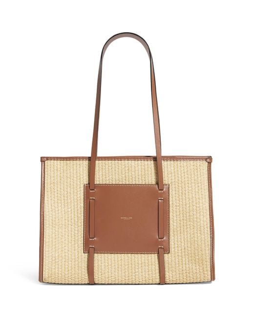 DeMellier London Natural Raffia-Leather Capri Tote Bag
