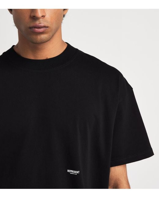Represent Black Cotton Micro Owners Club T-Shirt for men
