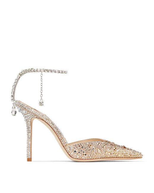 Jimmy Choo Metallic Saeda 100 Crystal Embellished Pumps