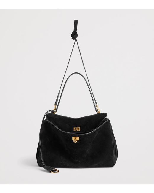 Balenciaga Black Medium Suede Rodeo Shoulder Bag