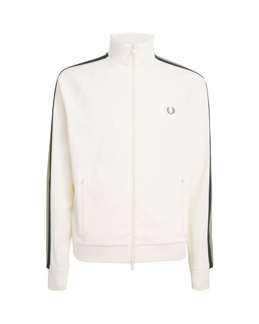 Fred Perry White Contrast-Tape Track Jacket for men